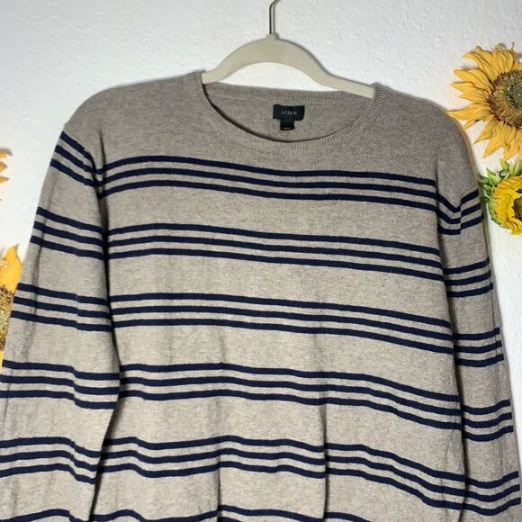 J.Crew men's striped cashmere blend crewneck Long Sleeve Sweater Size Medium - Picture 3 of 9